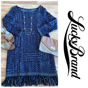 Lucky Brand Womens Jacquard Dress Navy